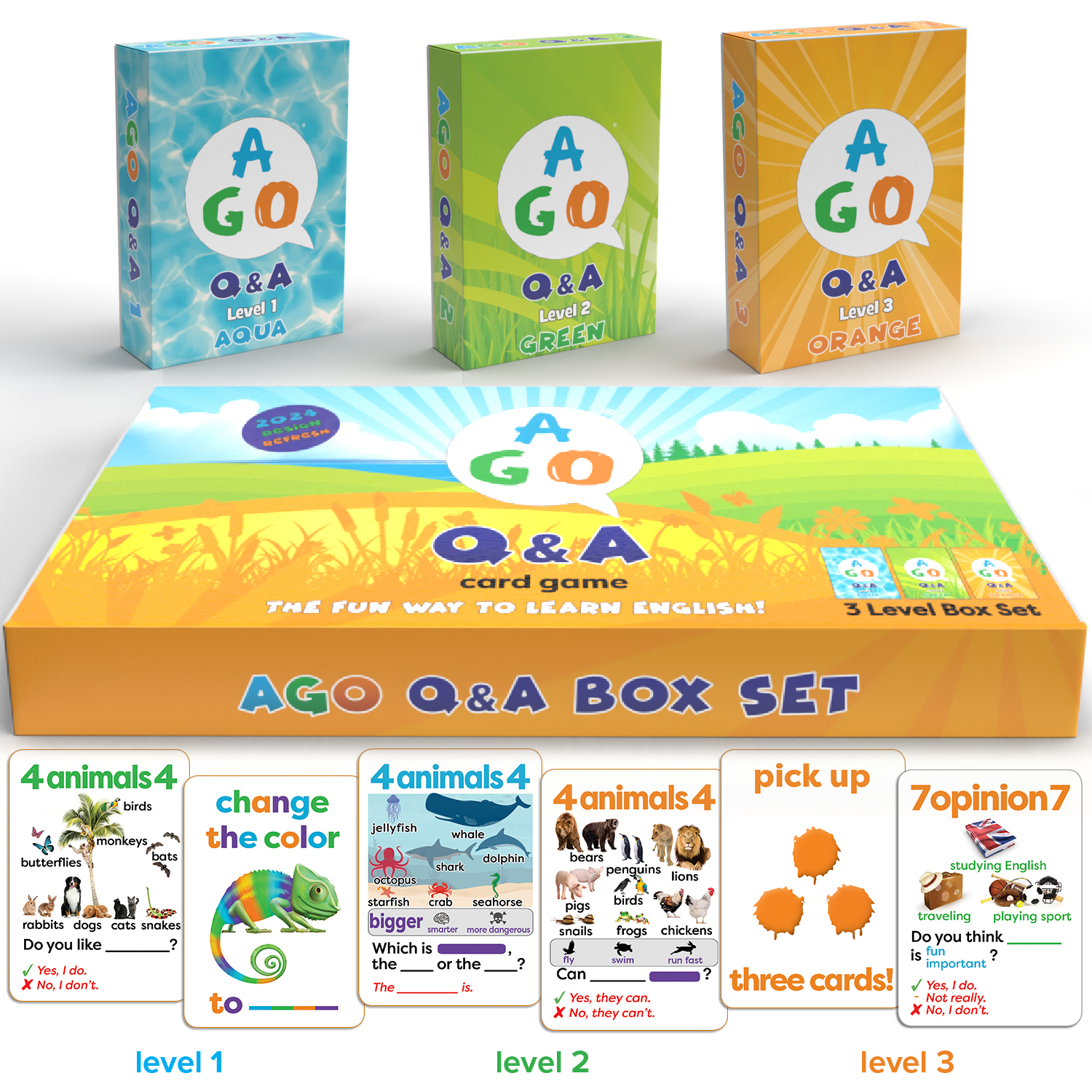 AGO Q&A (2nd Edition) [AGO Card Game] Box Set (Level 1-3) plus FREE Classroom Poster