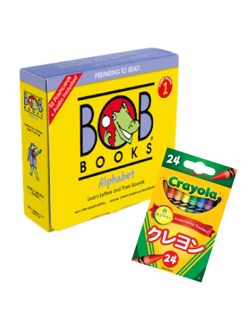 Bob Books English Readers 1 - Alphabet Pack of 12 Books + Free Crayons 24