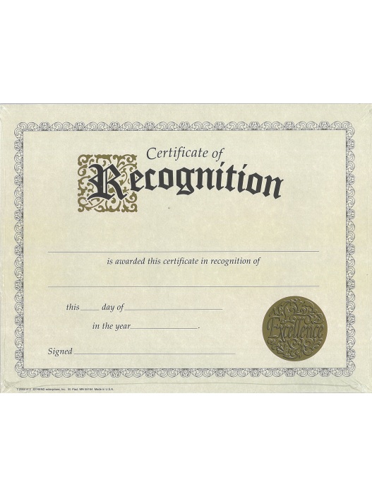 Certificate of Recognition Classic Certificates