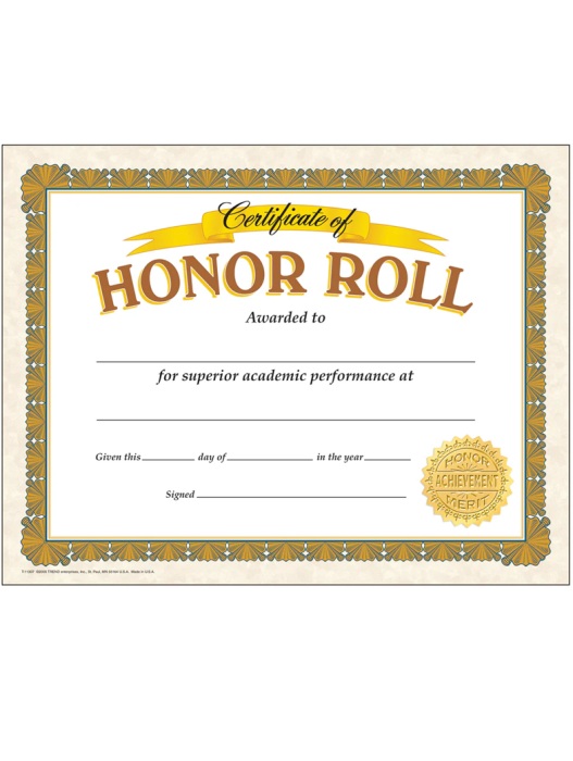 Honor Roll Classic Certificates
