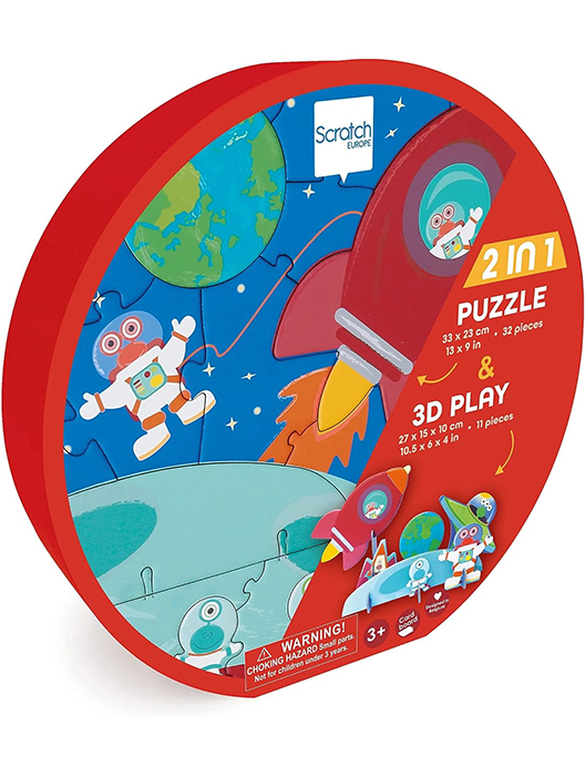 Scratch PlayPuzzle 32pcs: 3D SPACE 2D&3Dパズル 宇宙