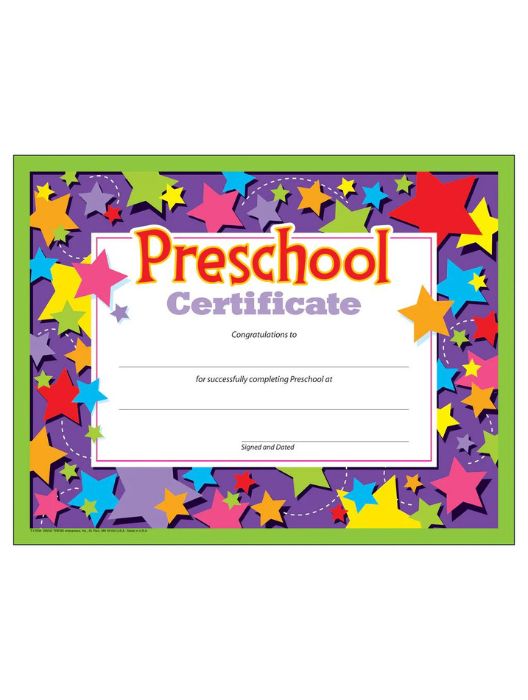 Trend Enterprises Preschool Certificate PK-K Certificates & Diplomas